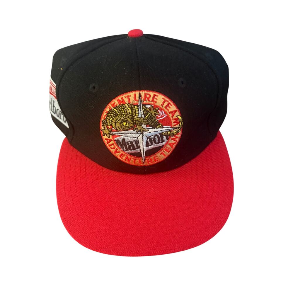 VTG Marlboro Hat Mens Strap Back Cap Adventure Team Lizard Cigarette 90s-NWOT
